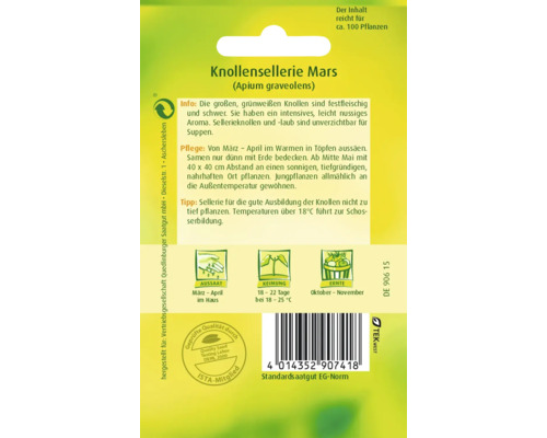 Knollensellerie Mars Saatgutpackung