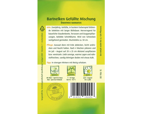 Bartnelken Gefüllte Mischung Saatgutpackung