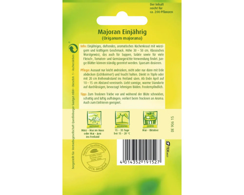 Majoran einjährig Saatgutpackung