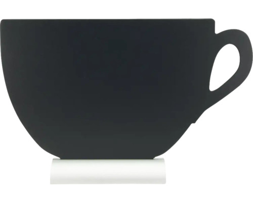 Tischkreidetafel mit Fuß Form Tasse schwarz 21,5x33,6x6 cm inkl. Kreidestift