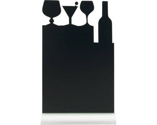 Tischkreidetafel mit Fuß Form Cocktail schwarz 34,5x21x6 cm inkl. Kreidestift