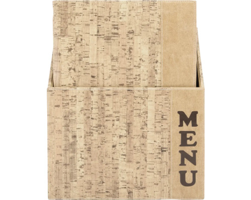 Menükartenhalter aus Kork mit Menüaufdruck