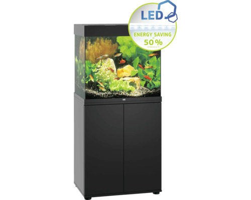 Komplett-Aquarium mit Unterschrank, beleuchtet, mit Fischen und Pflanzen