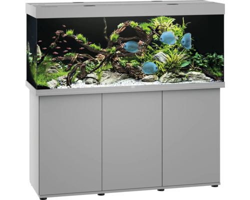 Eingerichtetes Aquarium mit Unterschrank, Fischen und Pflanzen
