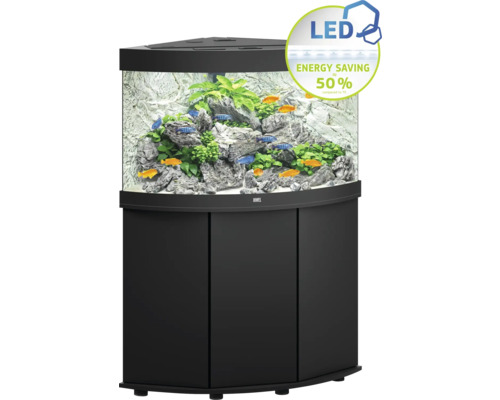 Eckaquarium mit Unterschrank und LED-Beleuchtung für Energieeinsparung