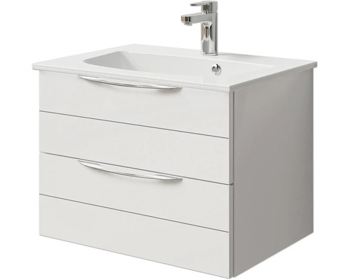 Waschtischunterschrank mit zwei Schubladen, Aufsatzwaschbecken und Armatur