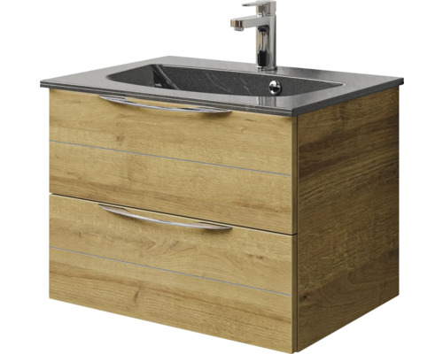 Waschtischunterschrank mit zwei Schubladen, Waschtisch und Armatur