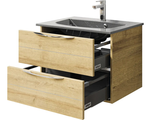 Waschtischunterschrank mit zwei Schubladen und Waschbecken