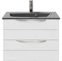 Badmöbel-Set Pelipal Sunline 300 BxHxT 67 x 49,9 x 48 cm Frontfarbe weiß hochglanz Badmöbelset 2-teilig mit Waschtisch Mineralmarmor grau-metallic