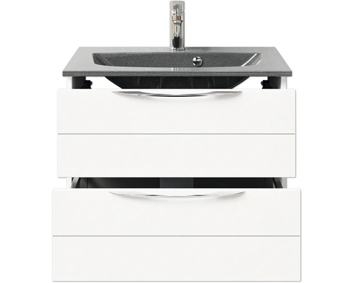 Waschtisch mit zwei Schubladen, Armatur und Waschbecken