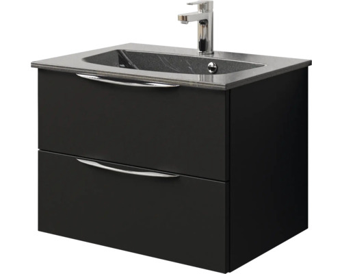 Waschtischunterschrank mit zwei Schubladen, Waschbecken und Armatur