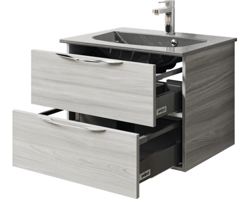 Waschtischunterschrank mit zwei Schubladen, Armatur und Waschbecken