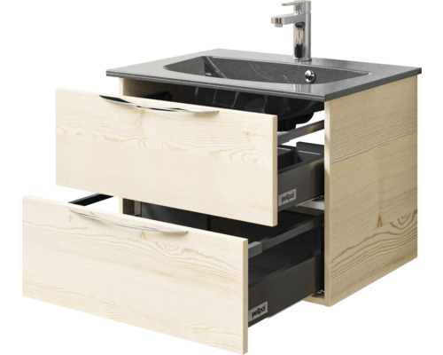 Waschtischunterschrank mit zwei Schubladen, Waschtisch und Armatur