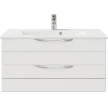 Badmöbel-Set Pelipal Sunline 300 BxHxT 97 x 49,9 x 48 cm Frontfarbe weiß hochglanz Badmöbelset 2-teilig mit Waschtisch Mineralmarmor