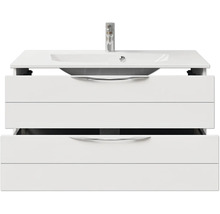 Badmöbel-Set Pelipal Sunline 300 BxHxT 97 x 49,9 x 48 cm Frontfarbe weiß hochglanz Badmöbelset 2-teilig mit Waschtisch Mineralmarmor