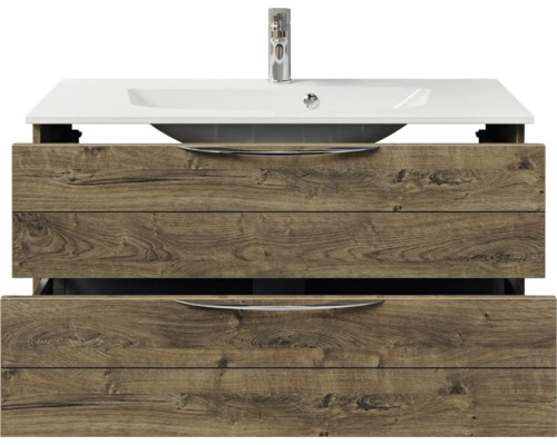 Waschtischunterschrank mit zwei Schubladen und Waschbecken