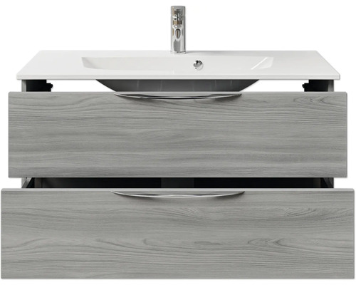 Waschtischunterschrank mit Waschbecken und zwei Schubladen