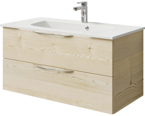 Waschtischunterschrank mit zwei Schubladen, Aufsatzwaschbecken und Armatur