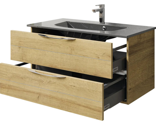 Waschtischunterschrank mit zwei Schubladen und Armatur