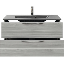 Badmöbel-Set Pelipal Sunline 300 BxHxT 97 x 49,9 x 48 cm Frontfarbe sangallo grau Badmöbelset 2-teilig mit Waschtisch Mineralmarmor grau-metallic
