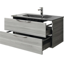 Badmöbel-Set Pelipal Sunline 300 BxHxT 97 x 49,9 x 48 cm Frontfarbe sangallo grau Badmöbelset 2-teilig mit Waschtisch Mineralmarmor grau-metallic