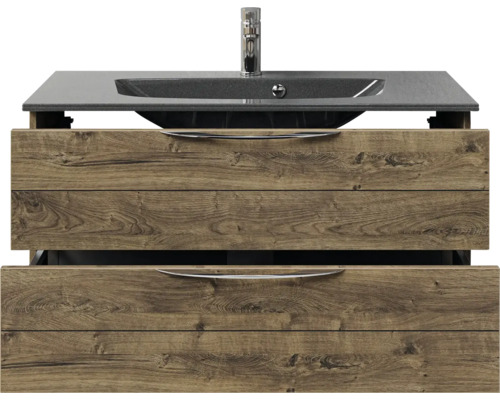 Waschtischunterschrank mit zwei Schubladen, Waschbecken und Armatur