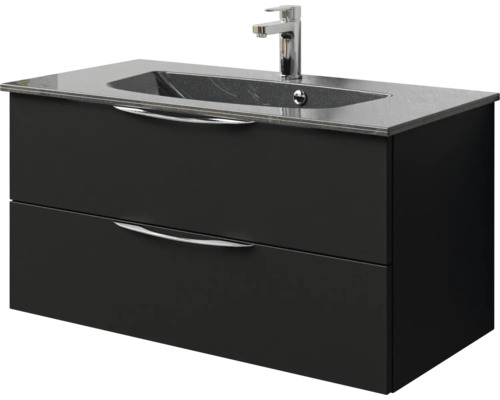 Waschtischunterschrank mit zwei Schubladen, Waschtisch und Armatur