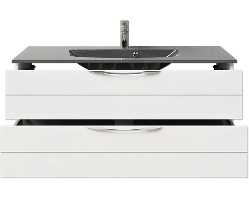 Waschtischunterschrank mit zwei Schubladen, Waschbecken und Armatur