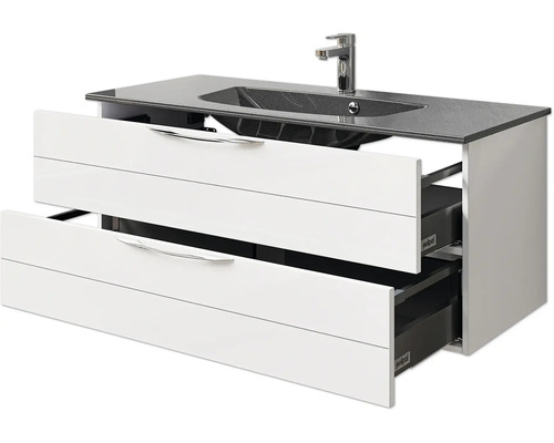 Waschtischunterschrank mit zwei Schubladen, Waschbecken und Armatur