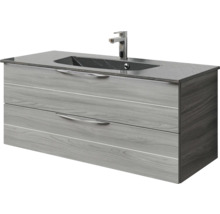 Badmöbel-Set Pelipal Sunline 300 BxHxT 117 x 49,9 x 48 cm Frontfarbe sangallo grau Badmöbelset 2-teilig mit Waschtisch Mineralmarmor grau-metallic