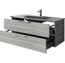 Badmöbel-Set Pelipal Sunline 300 BxHxT 117 x 49,9 x 48 cm Frontfarbe sangallo grau Badmöbelset 2-teilig mit Waschtisch Mineralmarmor grau-metallic