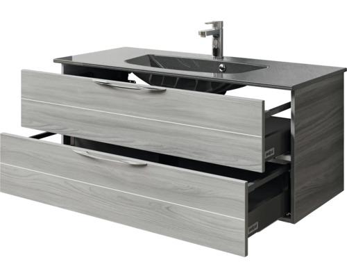 Waschtischunterschrank mit zwei Schubladen, Waschtisch und Armatur