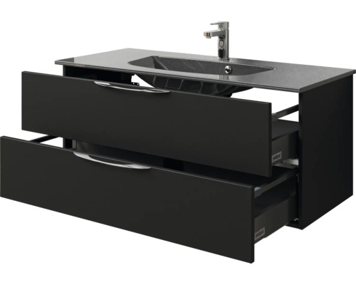 Waschtischunterschrank mit zwei Schubladen, Waschtisch und Armatur für das Badezimmer