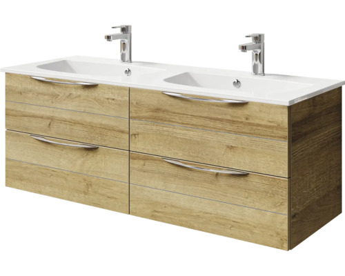 Waschtischunterschrank mit zwei Waschbecken und vier Schubladen