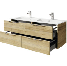 Waschtischunterschrank mit zwei Waschbecken und Schubladen