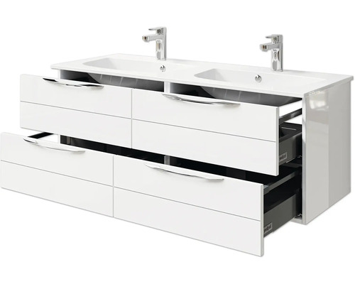 Doppelwaschtischunterschrank mit Auszügen und zwei Waschbecken