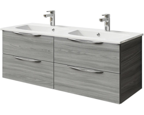 Waschtischunterschrank mit zwei Waschbecken und vier Schubladen