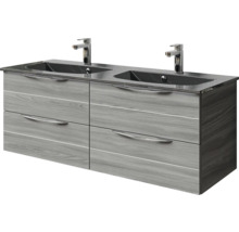 Badmöbelset 2-teilig Pelipal Sunline 300 BxHxT 132 x 49,9 x 48 cm Frontfarbe sangallo grau mit Waschtisch Mineralmarmor anthrazit Griff chrom SET-164-060