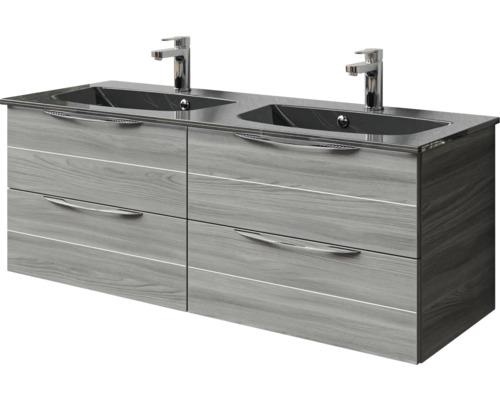 Waschtischunterschrank mit zwei Waschbecken und vier Schubladen