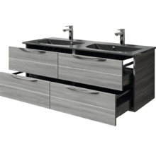 Badmöbelset 2-teilig Pelipal Sunline 300 BxHxT 132 x 49,9 x 48 cm Frontfarbe sangallo grau mit Waschtisch Mineralmarmor anthrazit Griff chrom SET-164-060