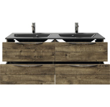 Badmöbel-Set Pelipal Sunline 300 BxHxT 132 x 49,9 x 48 cm Frontfarbe eiche ribbeck Badmöbelset 2-teilig mit Waschtisch Mineralmarmor grau-metallic