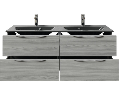 Waschtischunterschrank mit zwei Waschbecken und vier Schubladen