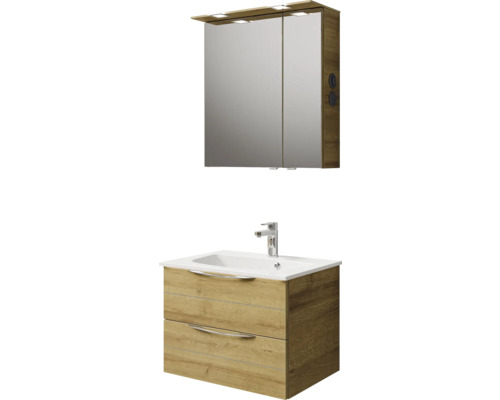 Badezimmermöbel-Set mit Waschtischunterschrank, Waschbecken und Spiegelschrank