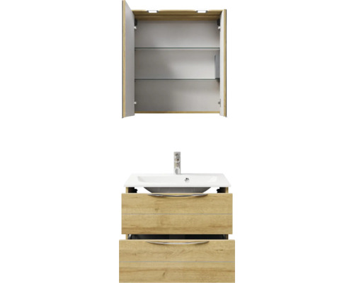 Badezimmerkombination mit Spiegelschrank, Waschbecken und Unterschrank