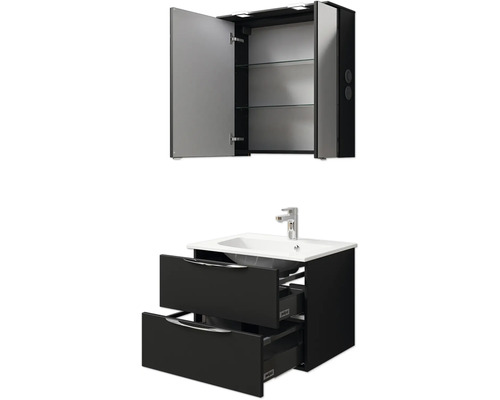 Badezimmermöbel-Set mit Waschbeckenunterschrank und Spiegelschrank