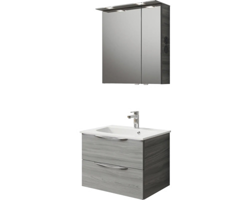 Badezimmer-Set mit Waschtischunterschrank, Waschbecken und Spiegelschrank