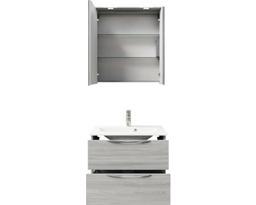 Badezimmermöbelset mit Waschtischunterschrank, Waschbecken und Spiegelschrank