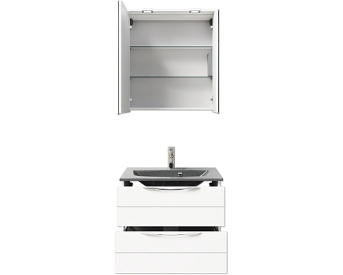 Badezimmer-Set mit Waschtischunterschrank, Waschbecken und Spiegelschrank
