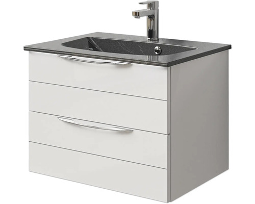 Waschtischunterschrank mit zwei Schubladen, Waschbecken und Armatur