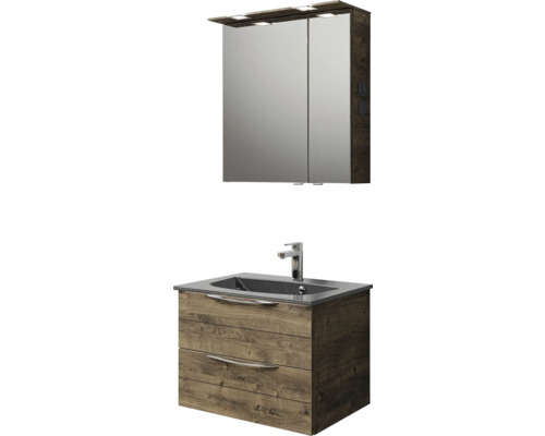 Badezimmer Waschbeckenunterschrank und Spiegelschrank mit Beleuchtung